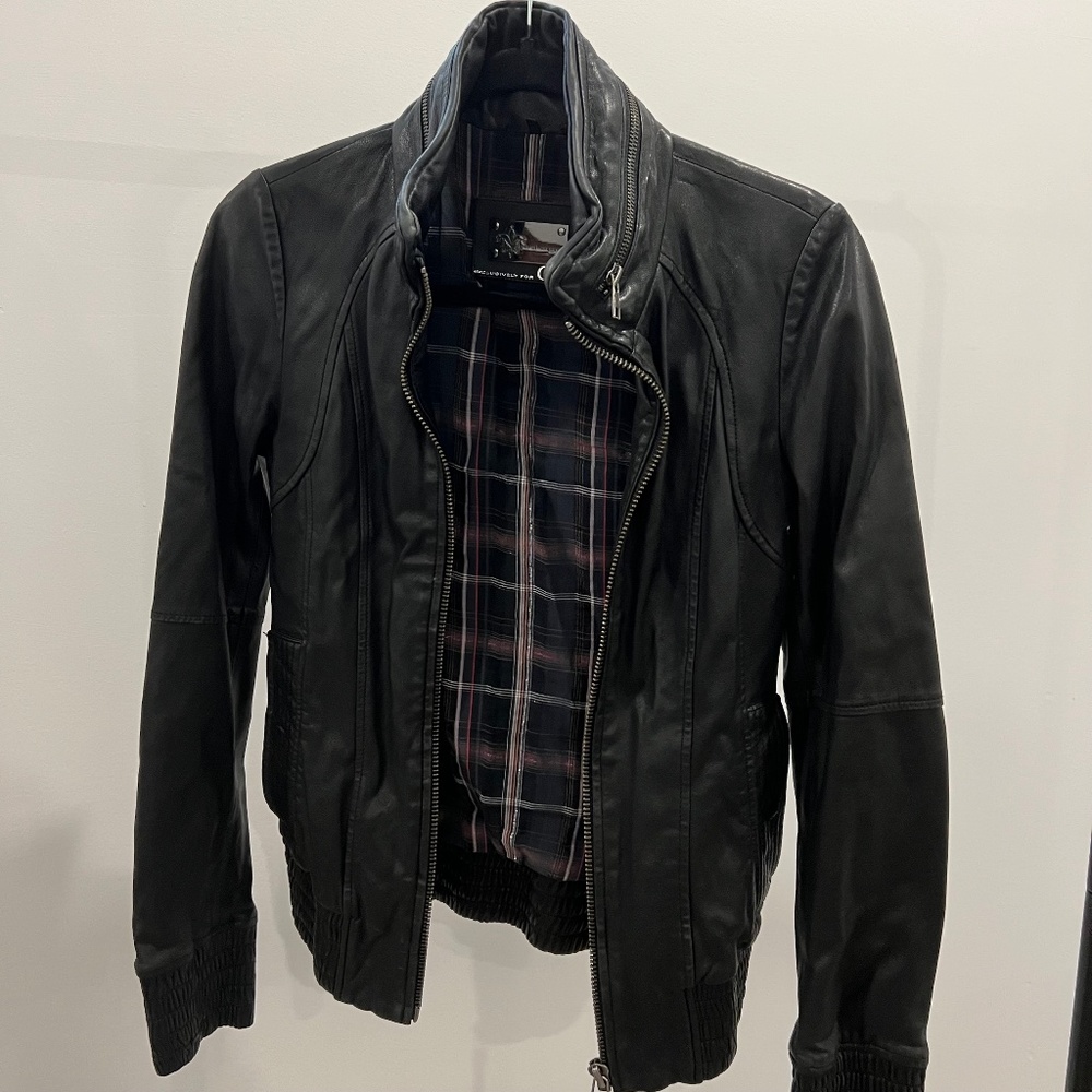 Mackage aritzia black leather jacket bomber